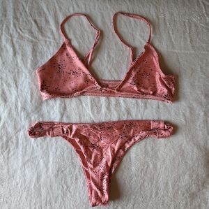 Island Boheme pink print shiny bikini, size small